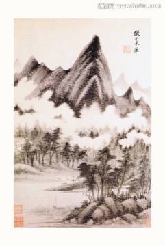 高清山水国画 画廊专供画芯