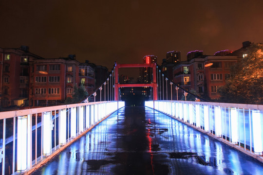 人行天桥 天桥夜景 雨夜天桥