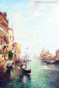 威尼斯风景油画 贝格尔作品