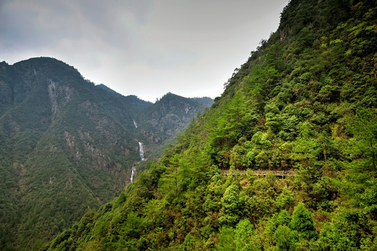 遂昌神龙谷神龙瀑栈道全景