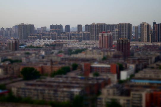 鸟瞰郑州都市建筑群城市风光
