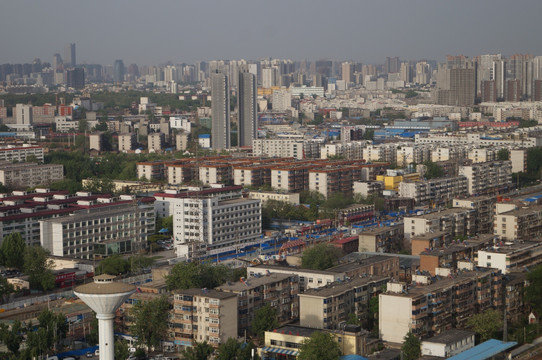 鸟瞰郑州都市建筑群城市风光