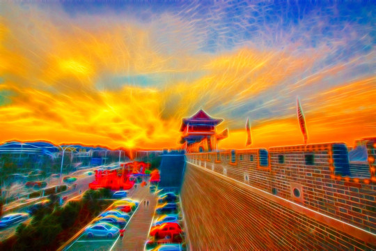 晚霞風(fēng)景畫