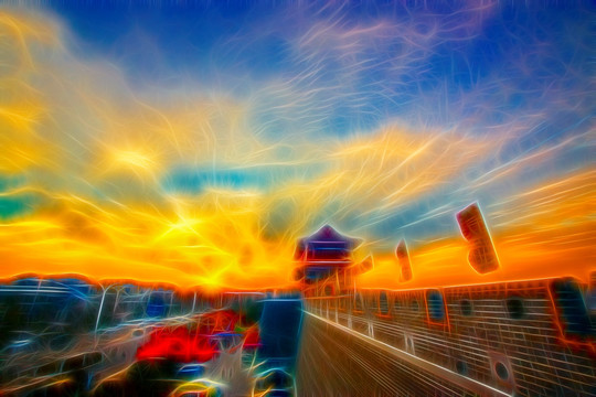 晚霞風(fēng)景畫
