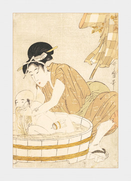 和服藝妓人物浮世繪