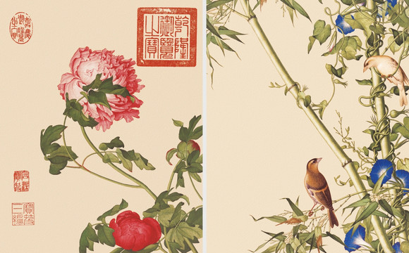 花鳥國畫 郎世寧 組合畫