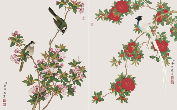花鳥國畫組合套畫 余稚作品