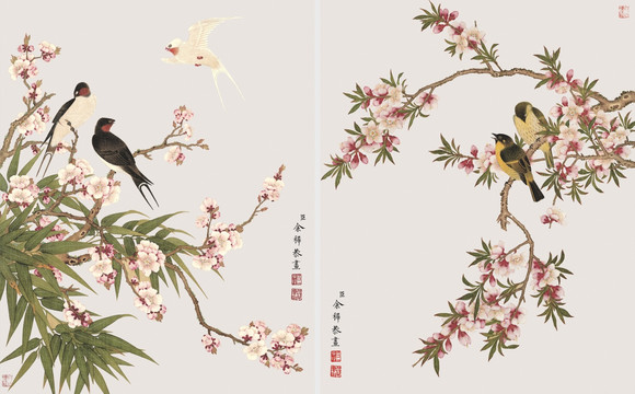 花鳥國畫組合套畫 余稚作品
