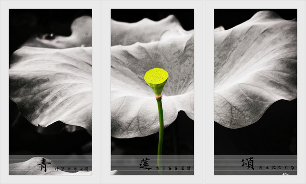 抽象黑白水墨組合畫