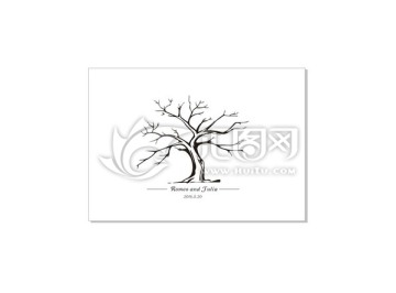 L藝術(shù)簽到黑白樹