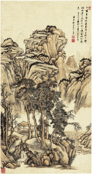 王翚 水閣幽人圖
