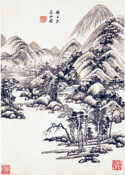 王鉴仿古山水画 高清品质