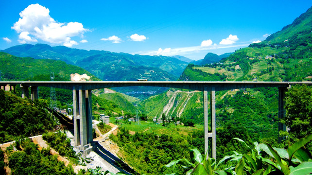 高速路特大桥  山野