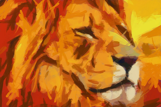 獅子裝飾畫 無框畫