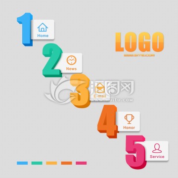 彩色數(shù)字導(dǎo)航按鈕素材