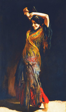 舞蹈美女油畫