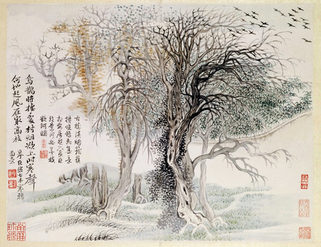山水花鳥(niǎo)圖冊(cè) 之古木寒鴉