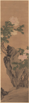 明 樊圻 設(shè)色牡丹軸 不分層