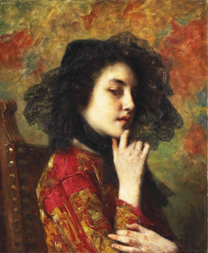 俄羅斯美少女人物油畫