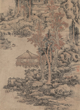 明末清初 藍(lán)瑛 仿黃鶴山樵山水