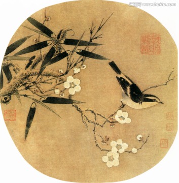 梅竹雀圖  花鳥國畫