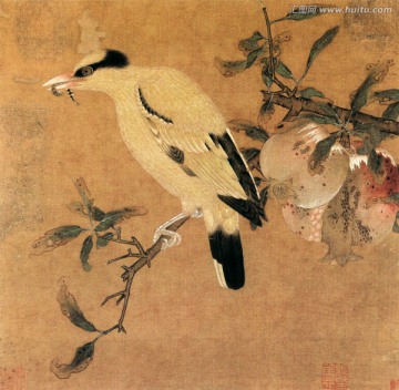 榴枝黃鳥圖
