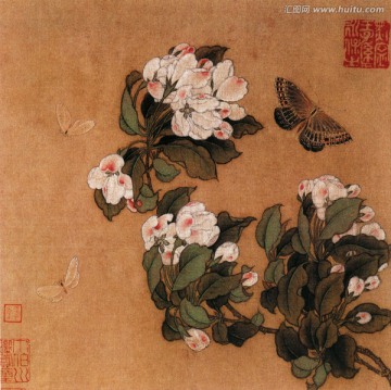 海棠蝴蝶圖