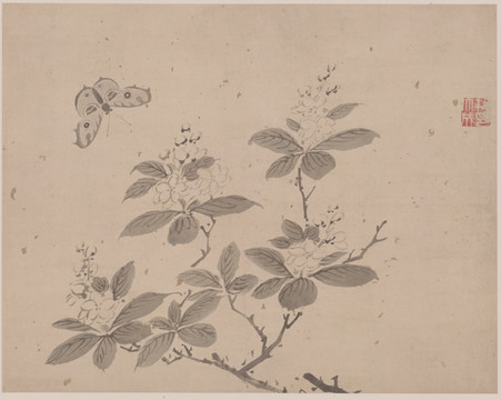 明 杜大成 花蝶草蟲