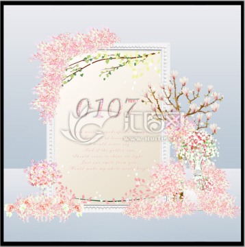 粉色花藝婚禮迎賓區(qū)效果圖