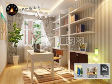 現(xiàn)代簡約風格書房效果圖