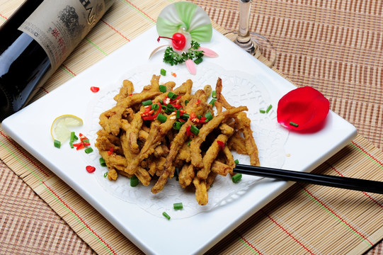 香酥茶树菇餐饮菜品图片