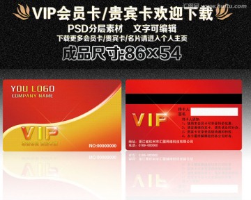 紅色VIP會(huì)員卡模版