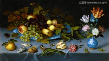 桌布水果花卉欧式复古静物油画