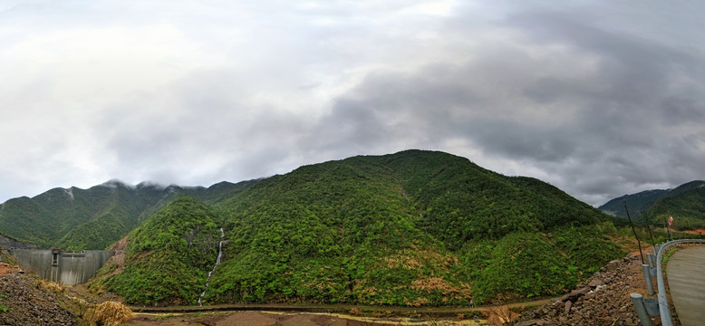 遂昌南尖岩高山流水大坝全景