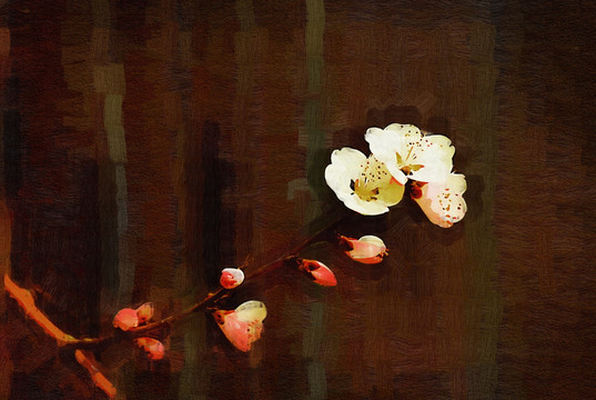 桃花油畫