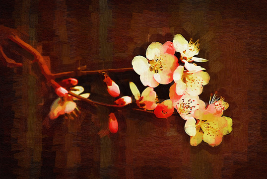桃花油畫