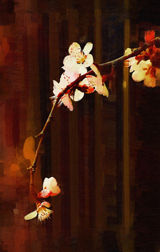 桃花油畫