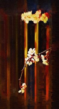 桃花油畫