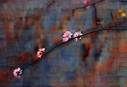 桃花油畫