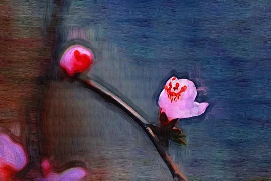 桃花油畫