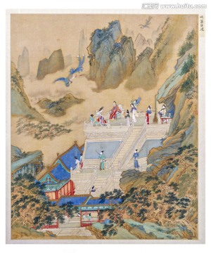 仇英人物故事圖 吹簫引鳳
