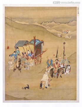 仇英人物故事圖 明妃出塞