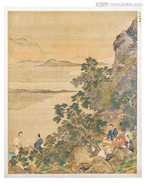 仇英人物故事圖 子路問津