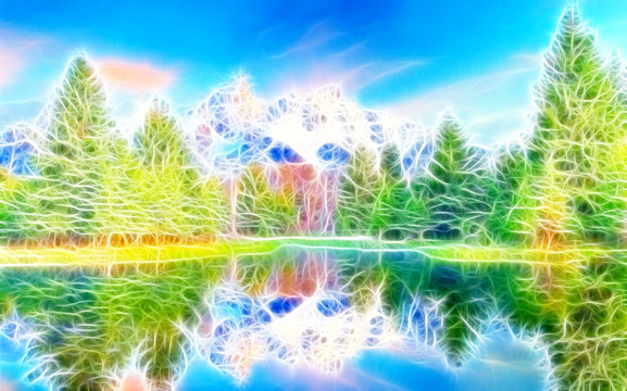 唯美抽象風(fēng)景裝飾畫（未分層）