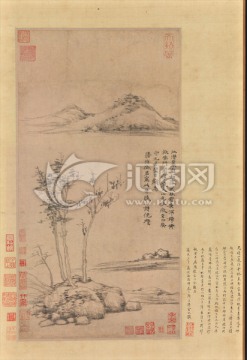元 倪瓚 江渚風林圖