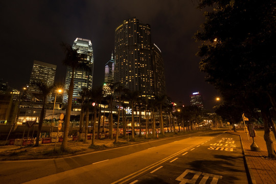 香港维多利亚港夜色 金融区