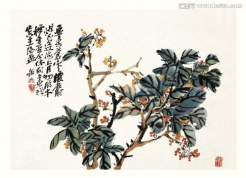 吴昌硕 花卉国画（合层）