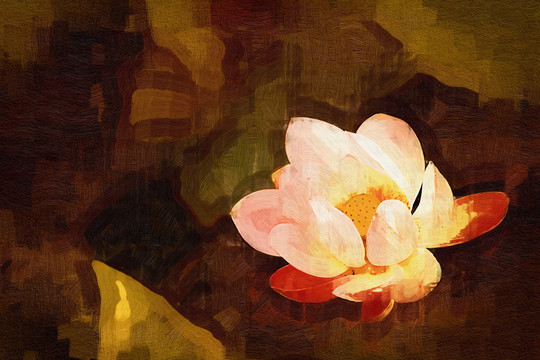 油畫(huà)荷花 抽象畫(huà) 無(wú)框畫(huà)