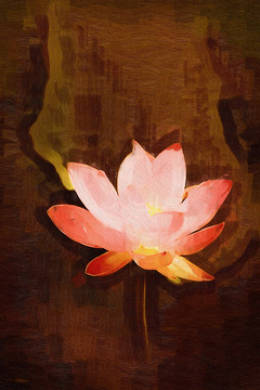 油畫(huà)荷花 抽象畫(huà) 無(wú)框畫(huà)