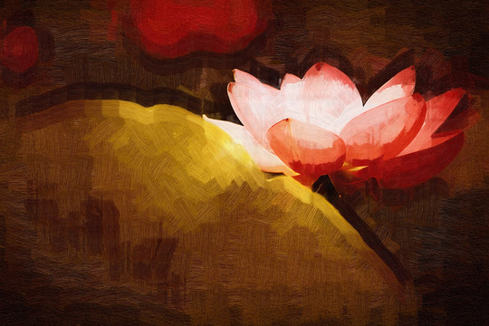 油畫(huà)荷花 抽象畫(huà) 無(wú)框畫(huà)